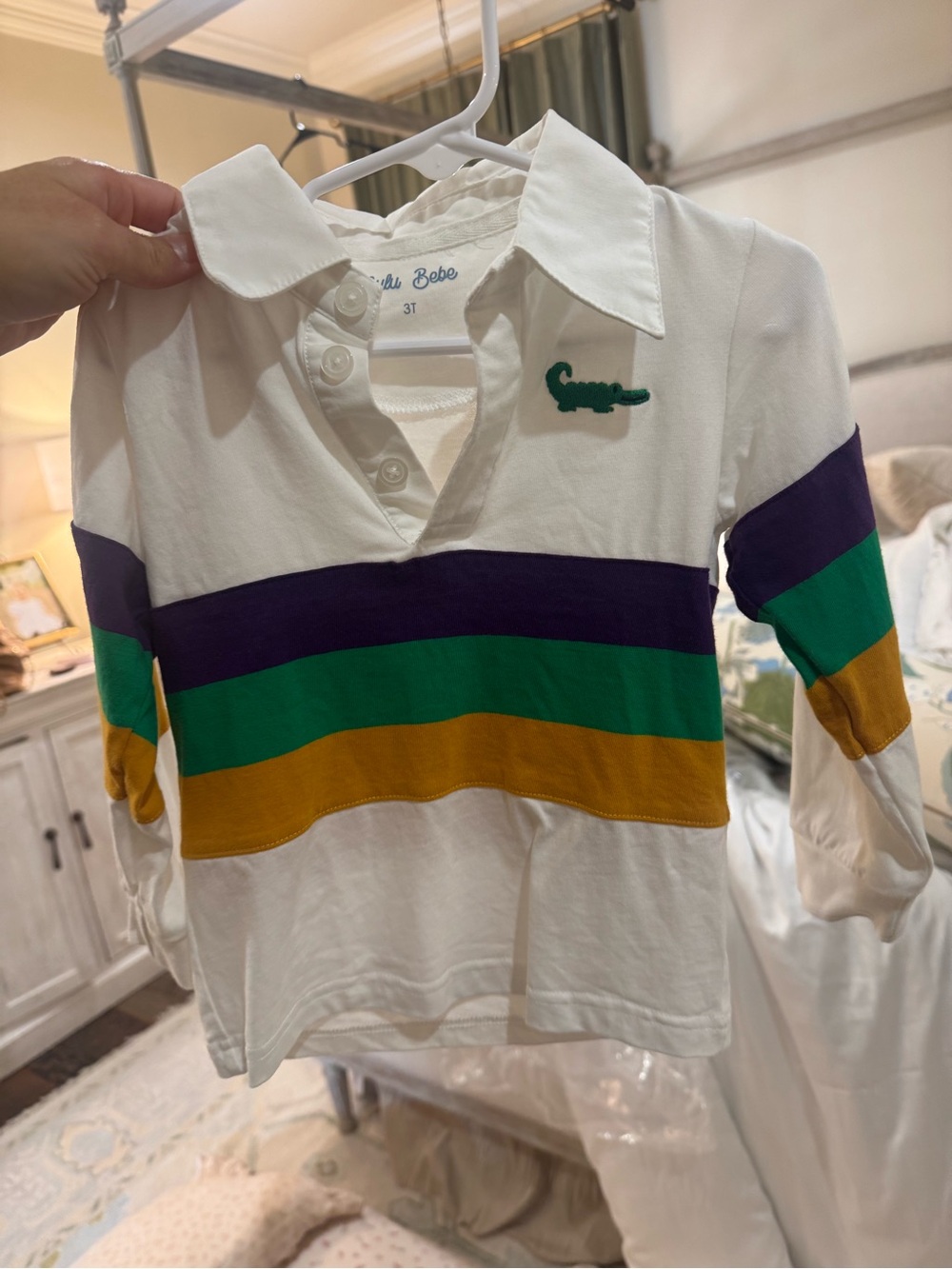 Lulu Bebe Mardi Gras shirt 3t